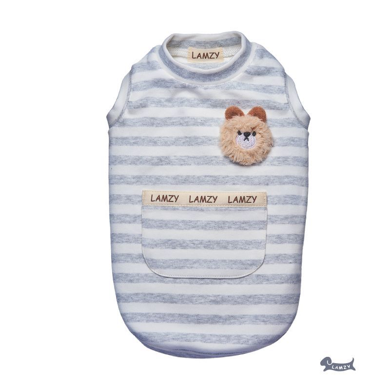 2023AW02ボーダーKUMA Tシャツ【グレイ】 - lamzy